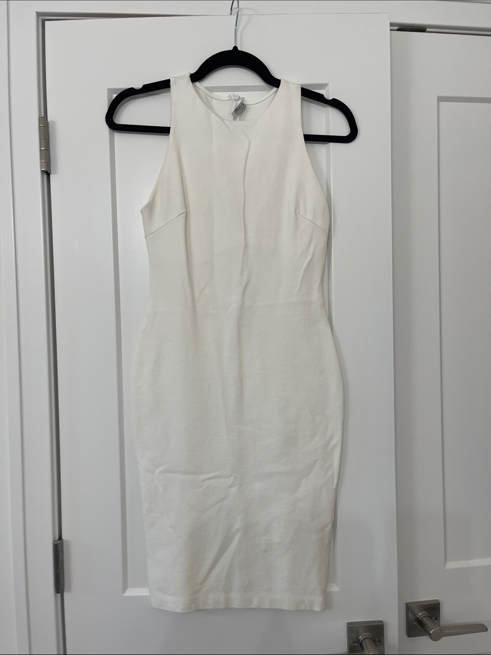Sleeveless White Midi Sheath Dress